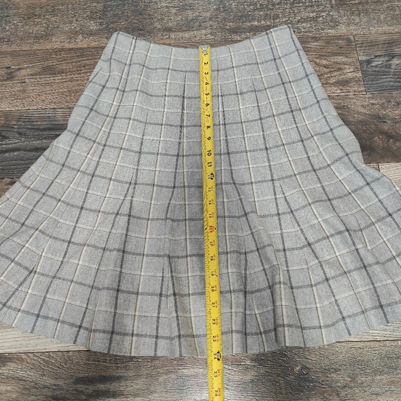 Brooks Brothers windowpane stretch wool cashmere fluted Women's skirt Size 8 - Picture 7 of 10